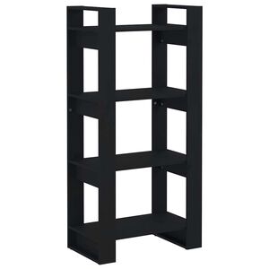 vidaXL Bibliotecă/Separator cameră,negru, 60x35x125 cm, lemn masiv pin