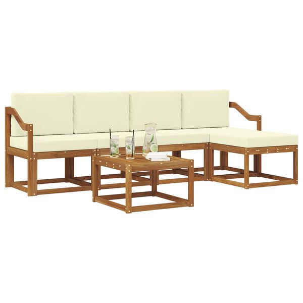 vidaXL Set de canapele de exterior cu pernă 6 pcs Natural și Crem