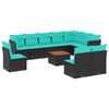 vidaXL Set canapele de grădină cu perne, 11 piese, negru, poliratan
