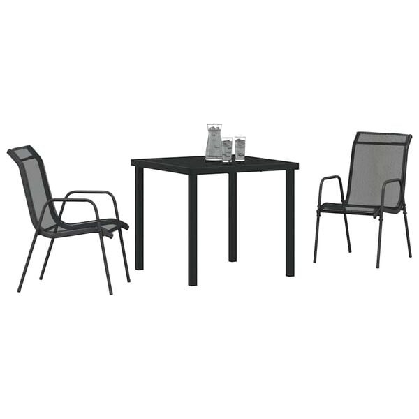 vidaXL Set de masă pentru grădină 3 pcs Negru