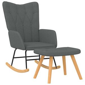 vidaXL Scaun balansoar cu taburet, gri &icirc;nchis, textil