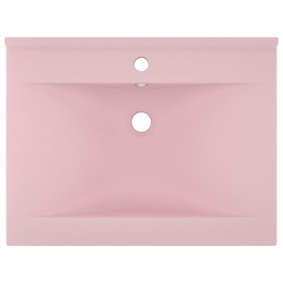 vidaXL Chiuvetă baie lux orificiu robinet roz mat 60x46 cm ceramică