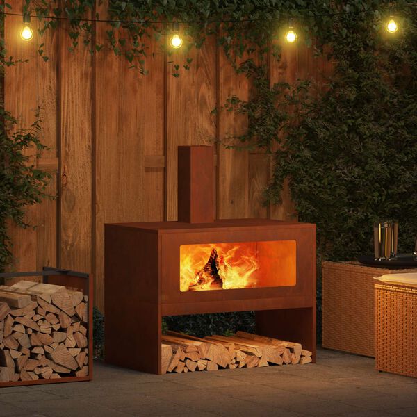 vidaXL Cuptor de foc Maro 80 x 50 x 96 cm Oțel rezistent de intemperii