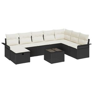 vidaXL Set de canapele pentru grădină 9 pcs Negru și Crem poliratan