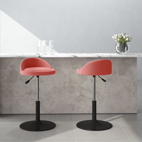 vidaXL Scaune de bucătărie pivotante, 2 buc., roz, catifea