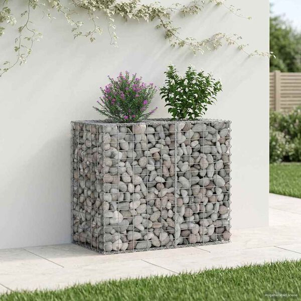 vidaXL Pat ridicat din gabion Argintiu 90 x 50 x 80 cm Oțel Galvanizat