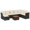 vidaXL Set mobilier de grădină cu perne, 9 piese, negru, poliratan