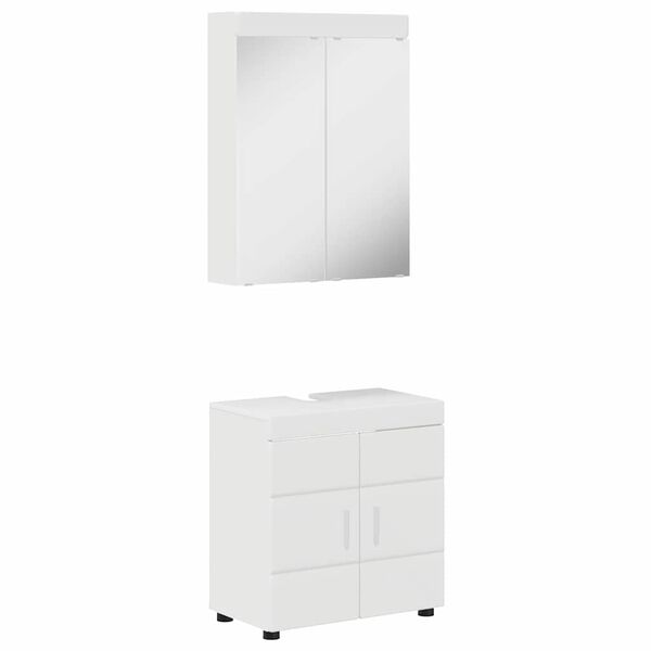 vidaXL Set de mobilier pentru baie TULUM Alb lucios Lemn compozit