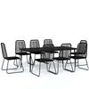 vidaXL Set de mobilier pentru grădină, 9 piese, negru
