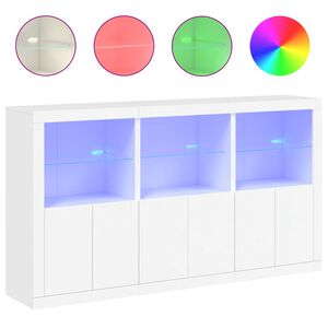 vidaXL Servantă cu lumini LED, alb, 181,5x37x100 cm