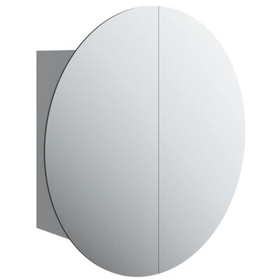 vidaXL Dulap de baie cu oglindă rotundă și LED, gri, 47x47x17,5 cm