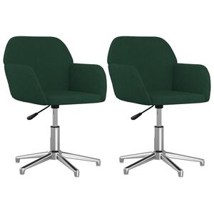 vidaXL Scaune de bucătărie pivotante, 2 buc., verde &icirc;nchis, catifea