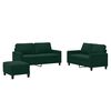 vidaXL Set de canapele cu perne, 3 piese, verde &icirc;nchis, catifea