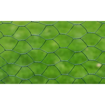 vidaXL Gard de plasă, verde închis, 1 x 25 m, oțel galvanizat, hexagon