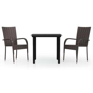vidaXL Set mobilier de grădină, 3 piese, maro și negru