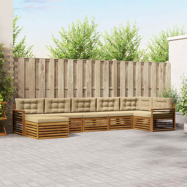 vidaXL Seturi de canapele 7 pcs Natural și Bej Lemn Solid de Acacia
