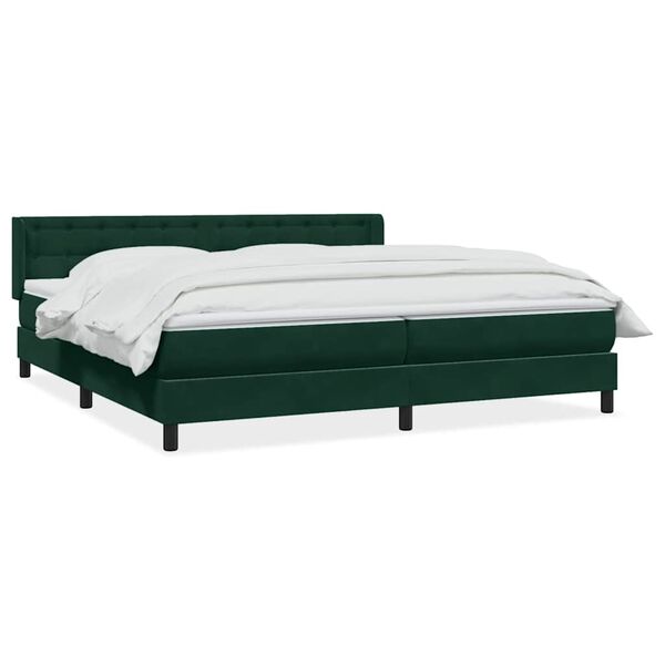 vidaXL Pat box spring cu saltea, verde &icirc;nchis, 180x220 cm, catifea