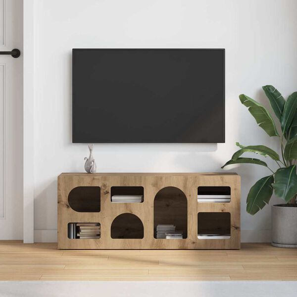 vidaXL Cabinet TV Stejar Artizanal 100 x 35 x 40 cm Lemn compozit