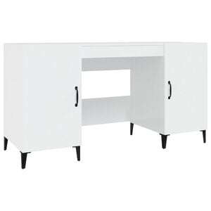 vidaXL Birou, alb extralucios, 140x50x75 cm, lemn compozit