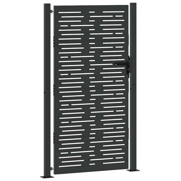 vidaXL Poartă de grădină Negru 85 x 180 cm Oțel vopsit electrostatic