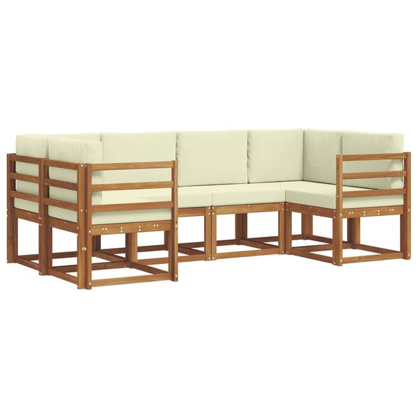 vidaXL Set de canapele de exterior cu pernă 6 pcs Natural și Crem