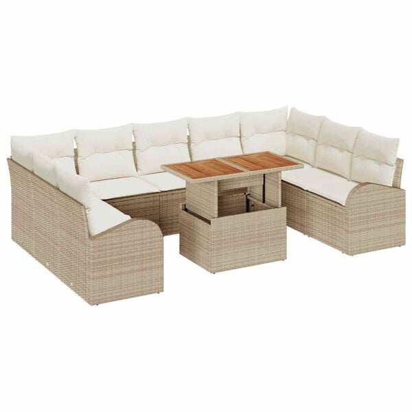 vidaXL Set de canapele pentru grădină 10 pcs Bej Rattan poli