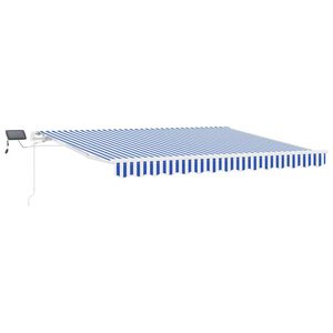 vidaXL Cortina Retractabilă Manual Albastru și Alb 350 x 250 cm