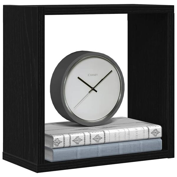 vidaXL Rafturi de perete cub 4 buc. stejar negru, 30x15x30 cm lemn