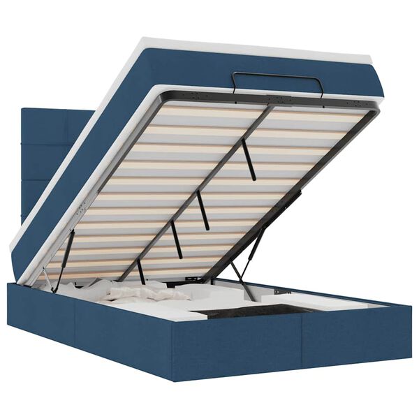 vidaXL Cadru de pat otoman cu saltea 120x190 cm țesătură albastră