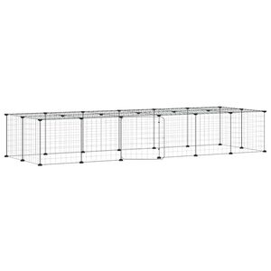 vidaXL Cușcă animale de companie cu ușă 28 panouri negru 210x70x35 cm oțel