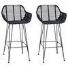 vidaXL Scaun Bar 2 pcs Negru 55 x 52 x 92 cm Ratan și Fier