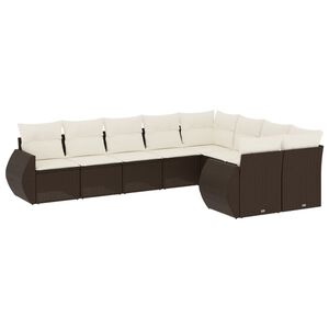 vidaXL Set canapele de grădină cu perne, 9 piese, maro, poliratan