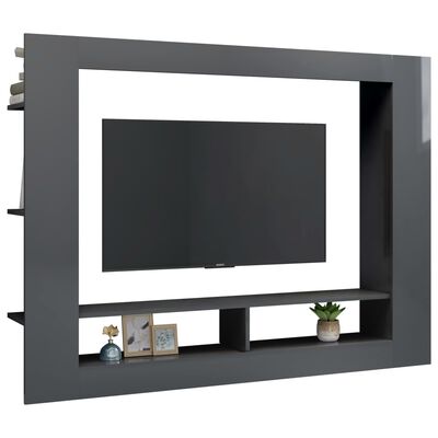vidaXL Comodă TV, gri extralucios, 152x22x113 cm, PAL