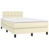 vidaXL Pat box spring cu saltea, crem, 120x200 cm, piele ecologică