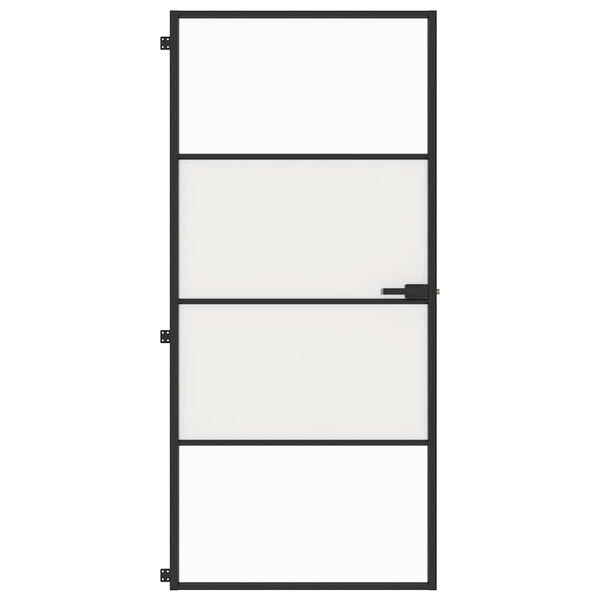 vidaXL Ușă de interior negru 93x201,5 cm sticlă securiz./aluminiu slim