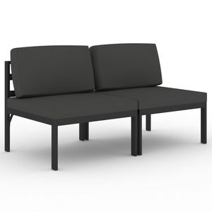 vidaXL Canapea de grădină cu 2 locuri, cu perne, antracit, aluminiu