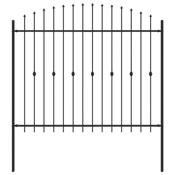 vidaXL Gard cu țărușe Negru 200 x 200 cm Oțel vopsit electrostatic