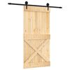 vidaXL Ușă glisantă Natural și Negru 100 x 210 cm Lemn de Pin Solid