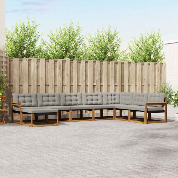 vidaXL Set de canapele de exterior 8 pcs Gri natural și deschis