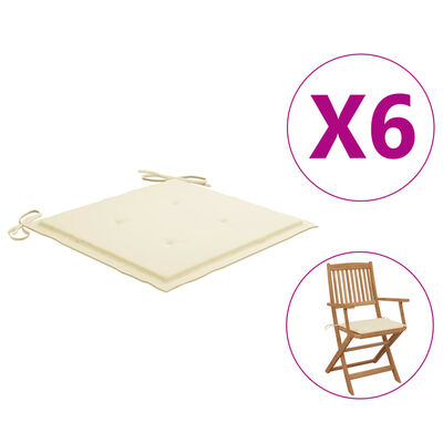 vidaXL Perne scaun de grădină, 6 buc., crem, 40x40x3 cm, textil
