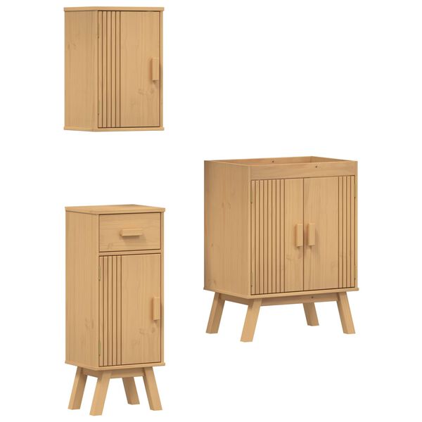 vidaXL Set de Mobilier pentru Baie 3 pcs Maro 114 x 43 x 73.5 cm