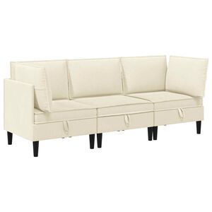 vidaXL Set de mobilier pentru living 3 buc. Crem Țesătură