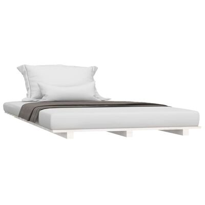 vidaXL Cadru de pat, alb, 90x190 cm, lemn masiv de pin