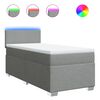 vidaXL Pat box spring cu saltea, gri deschis, 90x190 cm, textil