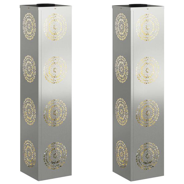 vidaXL Lumină LED Solară pentru Alei 2 pcs Argintiu Oțel galvanizat