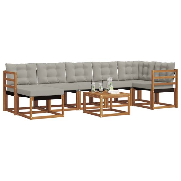 vidaXL Set de canapele de exterior 8 pcs Gri natural și deschis