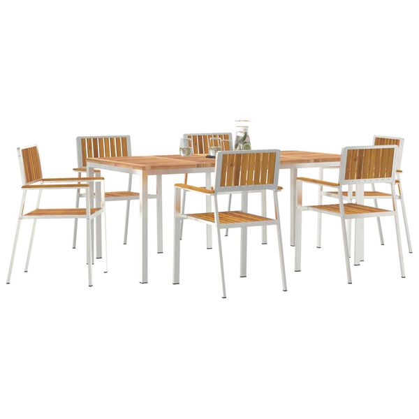 vidaXL Set dining pentru exterior 7 pcs Maro Lemn Solid de Acacia