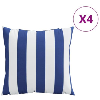 vidaXL Perne decorative, 4 buc., dungi albastru&alb, 50x50 cm, textil