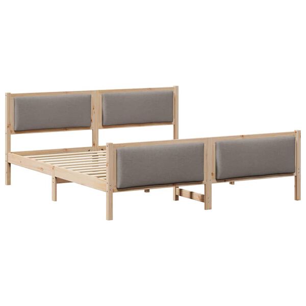 vidaXL Cadru de pat cu headboard Gri taupe 180 x 200 cm țesătură