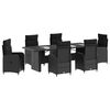vidaXL Set dining pentru exterior 7 buc. Negru poliratan